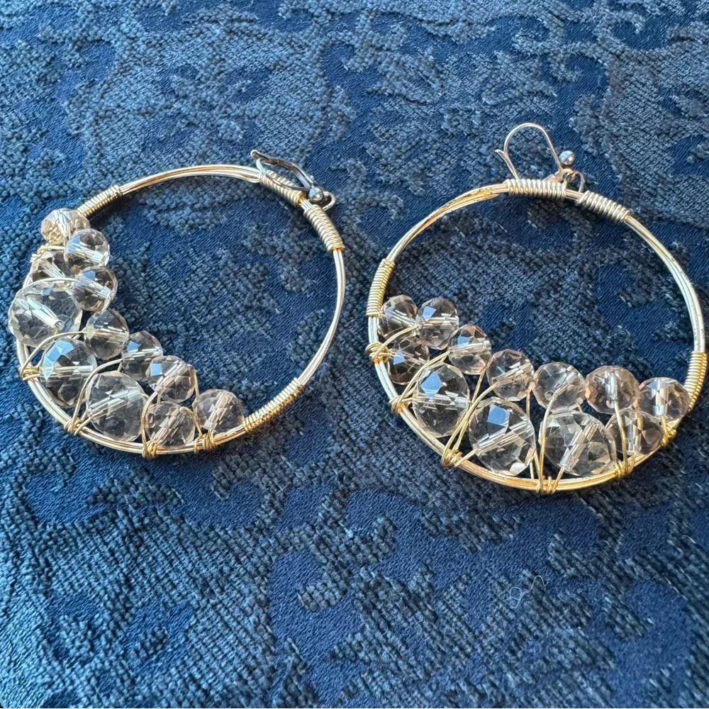 Rory Ashton beaded hoop earrings boutique brand latch closure earrings - Picture 2 of 11